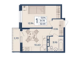 Дом 101: Планировка 1-комн 32,65 м²