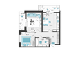 Стрижи, литера 1: Планировка 2-комн 51,3 м²