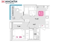 Любимово, 12 квартал литер 1: Планировка 1-комн 37,91 м²