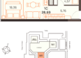 Западный проспект 82, Афина: Планировка Студия 28,69, 28,73 м²