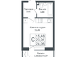 Зеленый театр, литера 2: Планировка Студия 24,08 м²