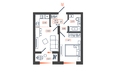 Темп, дом 1: Планировка 2-комн 38,44, 38,47 м²