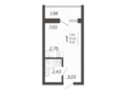 Кислород, корпус 8: Планировка 1-комн 17,87 м²
