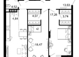 1799, литера 2.3: Планировка 3-комн 91,21 м²