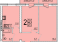 Дарград, литера 38: Планировка 2-комн 54,3 м²