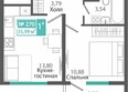 Розмарин: Планировка 1-комн 35,99 м²