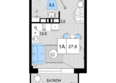 Мореград, литер 1: Планировка Студия 27,6 м²