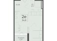Ботаника, сек 3-4: Планировка 2-комн 54,9 м²