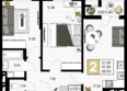 На Высоком берегу, дом 1: Планировка 2-комн 58,6 м²