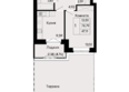 Курортный квартал Ривьера, I оч: Планировка 1-комн 47,11 м²