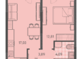 Теплые края, литер 6: Планировка 1-комн 39,64 - 40,14 м²