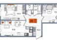 САРМАТ, литера 2: Планировка 2-комн 64 м²