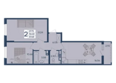 Дом 101: Планировка 2-комн 57,68 м²