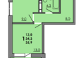 Грей, кв-л 11-2: Планировка 1-комн 35,9 м²