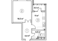 Выбор, литер 95в2: Планировка 1-комн 43,7 м²