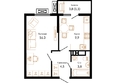 Южане, 4 очередь литера 4: Планировка 1-комн 35,6, 35,7 м²