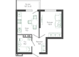 Флора, 3 этап литера 5: Планировка 1-комн 28,9 м²