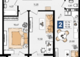 Резиденция морей, корпус Д1: Планировка 2-комн 76,58 м²