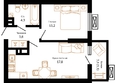 Южане, 4 очередь литера 2: Планировка 1-комн 38,2, 38,3 м²