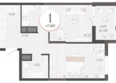 Моренуар, литер 21: Планировка 1-комн 47,8 м²