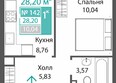 Прополис: Планировка 1-комн 28,2 м²
