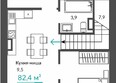 Удачное: Планировка 3-комн 82,4 м²