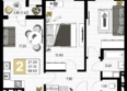 На Высоком берегу, дом 1: Планировка 2-комн 58,5 м²