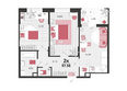Родные просторы, литера 22: Планировка 2-комн 57,58 м²