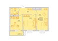 Южане, 3 очередь литера 3: Планировка 2-комн 53,17 - 53,8 м²
