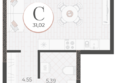 Моренуар, литер 21: Планировка Студия 31,02 м²