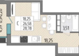 Сады у моря, литер 3: Планировка Студия 28,78 м²