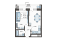 Небо, литера 1: Планировка 1-комн 40,3 м²