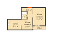 Молодежный 2, литера 4: Планировка 2-комн 43,46 м²