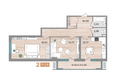 Сады у моря, литер 1: Планировка 2-комн 71,23 м²