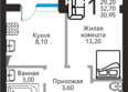 Янтарный: Планировка 1-комн 30,95 м²