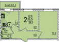 Дарград, литера 42: Планировка 2-комн 39,5 м²
