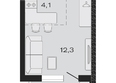 ЭВО, литер 1: Планировка Студия 22,8 м²