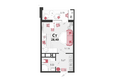 Родные просторы, литера 25: Планировка 1-комн 28,4 м²