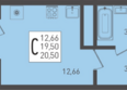 Огурцы, литера 2: Планировка Студия 20,5 м²