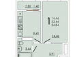 Фрейм, 11А: Планировка 1-комн 34,84 м²