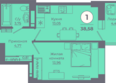 Сокольники, литера 7: Планировка 1-комн 38,48 - 39,31 м²