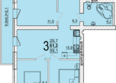 Дарград, литера 38: Планировка 3-комн 61,2 м²