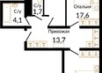 Фрукты, 1 очередь литера 1.3 гранатовый: Планировка 2-комн 75 м²