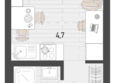 Барса, 3В литер: Планировка 1-комн 19,5 м²