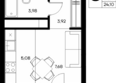 Прибрежный дом: Планировка Студия 24,1, 24,12 м²