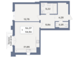 Дом-резиденция Собрание: Планировка 1-комн 56,37 м²