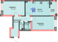 Суворов, дом 1: Планировка 2-комн 67,3 м²