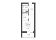 Кислород, корпус 3: Планировка 1-комн 22,7 м²