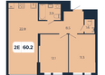 Норд-Премьер, корпус 15: Планировка 2-комн 60,2 м²