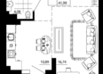 Линии: Планировка 1-комн 41,99 м²
